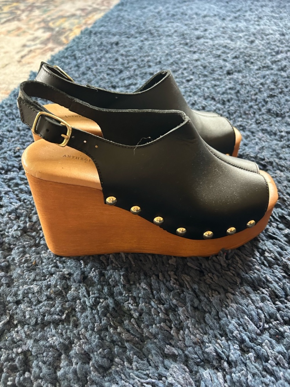 NWOT Anthropologie Wood-Platform Wedge Sandals - Picture 4 of 6